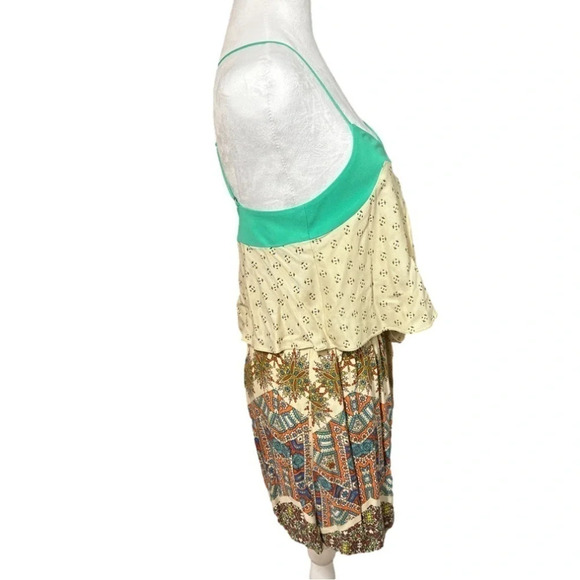 Elevenses Anthropologie Mintaka Print Crisscross Straps  Shorts Romper Pockets 2 - Picture 5 of 14
